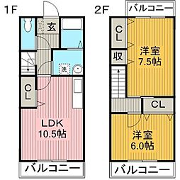 メゾンキフネ 2LDKの間取図画像