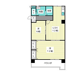 サンパーク大鐘II 1階2LDKの間取り