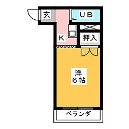 グリーンハイツ 1Kの間取図画像