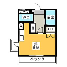 リバーサイド司 3階ワンルームの間取り