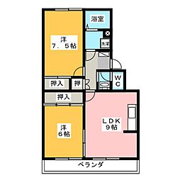 ファミーユ杁ケ池 2LDKの間取図画像
