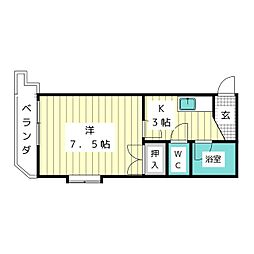 グリーン藤 1Kの間取図画像