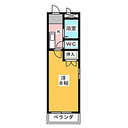 あさけハイツ 1Kの間取図画像