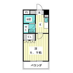 パークサイド武蔵塚 1Kの間取図画像