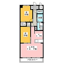 メープルコート 2LDKの間取図画像