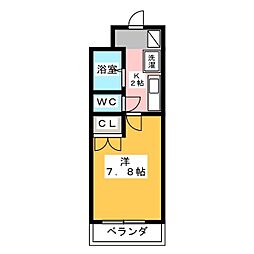 サンヒルズ藤ケ丘 1Kの間取図画像
