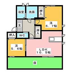 アプリコット 2LDKの間取図画像