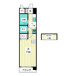 サンハイツヤマキ 1Kの間取図画像