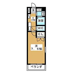 アールズコート富が丘 1Kの間取図画像