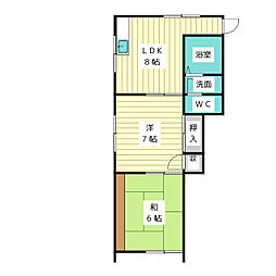 コーポ萩 1LDKの間取図画像
