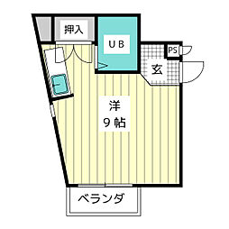 名藤マンション ワンルームの間取図画像