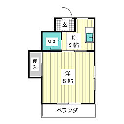 藤ハイツ 1Kの間取図画像