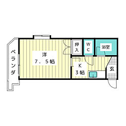 グリーン藤 1Kの間取図画像