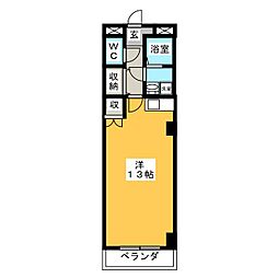 Ａｎｎｅｘ　Ａｓａｉ 1階ワンルームの間取り