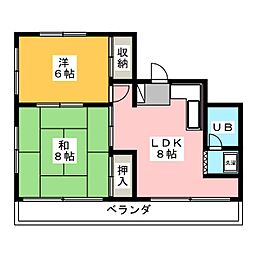 シャイン大久手 2LDKの間取図画像