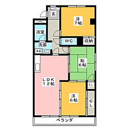 パークサイドマンション 3階3LDKの間取り