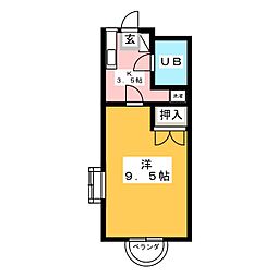 RIVAGE UEDA 2階1Kの間取り