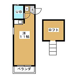 スタジオＡ1 3階ワンルームの間取り
