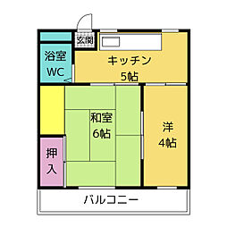 若杉荘 2DKの間取図画像