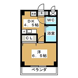 アメニティハイツ中砂 1DKの間取図画像