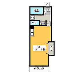 アーバンドエル塩釜口 3階ワンルームの間取り