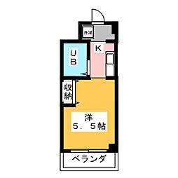 サンクレール 3階1Kの間取り