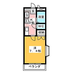 リヴェールmaki2 1Kの間取図画像