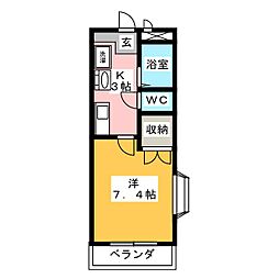 リヴェールmaki2 1Kの間取図画像