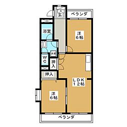 フォーシーズン御幸山 2LDKの間取図画像