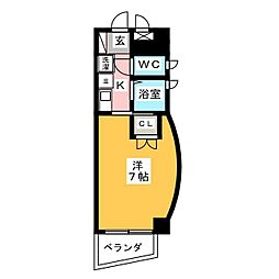 シティブリッジ植田西 1Kの間取図画像