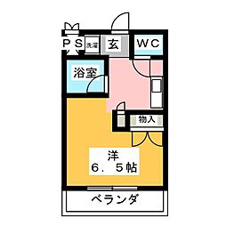 池場ハウス ワンルームの間取図画像