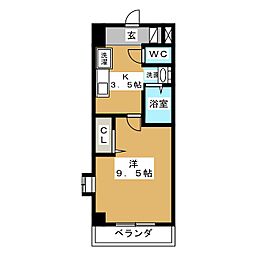 ユース八事 1Kの間取図画像