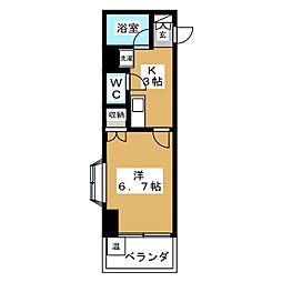 プロクシーフレンズ塩釜口 1Kの間取図画像