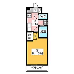 オレンジハウス 1Kの間取図画像