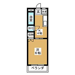 ヒルサイド塩釜 1DKの間取図画像