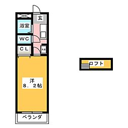 サンセール塩釜 1Kの間取図画像