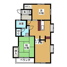 レジデンスたかお 2LDKの間取図画像