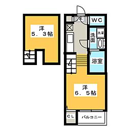 ハーモニーテラス元八事2 ワンルームの間取図画像