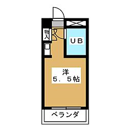 萱野ノ杜之館 ワンルームの間取図画像