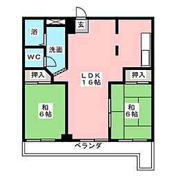 宝八事ハイツ 2LDKの間取図画像