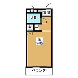 ヴィラ.シャルダン ワンルームの間取図画像