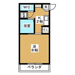 シーズンコート塩釜駅前 1Kの間取図画像