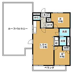 ライオンズマンション八事御幸山 2LDKの間取図画像