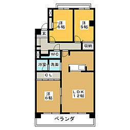 ガーデンコート元八事 3LDKの間取図画像