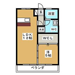 高木ビル 1LDKの間取図画像