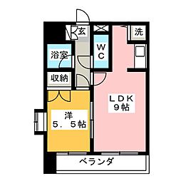 シャイン塩釜ハイツ 1LDKの間取図画像