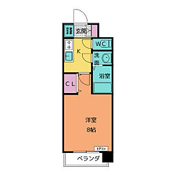 レジデンシア原 2階1Kの間取り