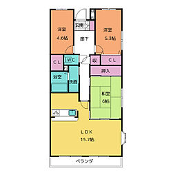 トーカンマンション平針II 3階3LDKの間取り