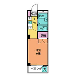 ブレークスルー中平 2階ワンルームの間取り