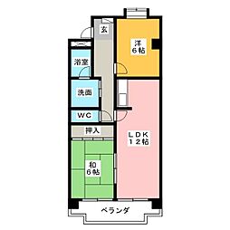 アイカピア植田 2LDKの間取図画像